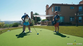 Luna Star is sucking Scott Nails' cock outdoors