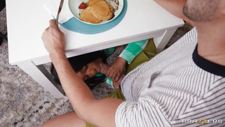 Lily Starfire gives sneakily blowjob to Dan Damage