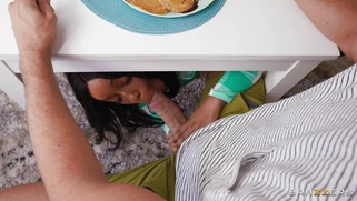 Lily Starfire gives sneakily blowjob to Dan Damage