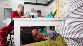 Lily Starfire gives sneakily blowjob to Dan Damage