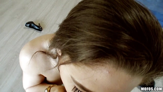 Abella Danger in sexy pantyhose gets filmed while sucking dick