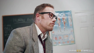 Roxxy Lea worshiping his big rod in a sensuous blowjob