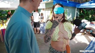 Anna Chambers is sucking Ethan Seeks' cock outdoors