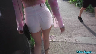 Melania Dark is sucking cock in POV outdoors