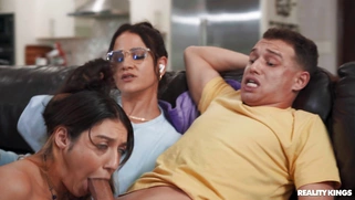 Violet Gems is sucking Johnny Love's hard dick