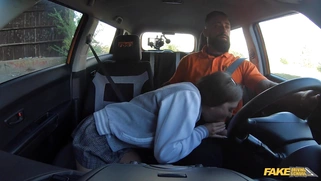 Viks Angel is sucking cock on the driver's seat