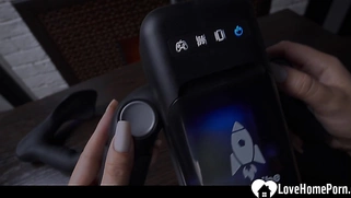 Girlfriend fools around with a sex toy