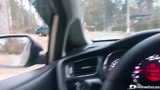 Picked up babe gets fucked by the car