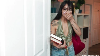 Laney Grey is sucking huge black shaft