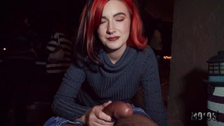 Sawyer Kelly is sucking black cock in POV