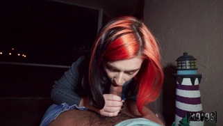 Sawyer Kelly is sucking black cock in POV