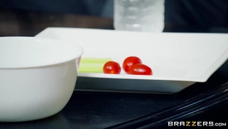 Ryan Conner gets her tits licked while preparing a birthday cake