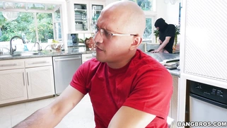 Lana Rhoades gets throat fucked as her busy husband is non the wiser