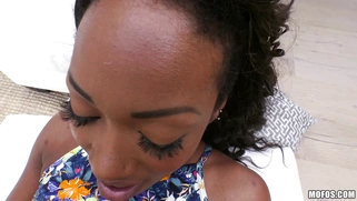 Skyler Nicole gets her sgaved twat banged by hard white cock