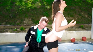 Abella Danger seduces her coach while practicing basketball