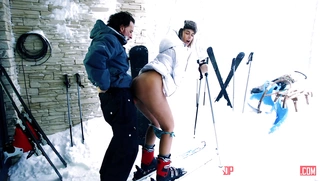 Russian teen Nikki Dream being on the skies getting dogged