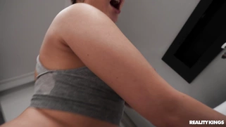 Amalia Davis gets fucked standing in the bathroom