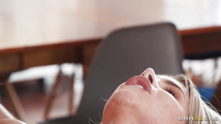 Ema Karter on her back gets shaved pussy railed