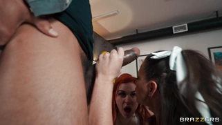 Cherie DeVille and Abigaiil Morris are sucking huge black dick