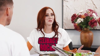 Angela White on her knees is sucking Will Pounder's cock