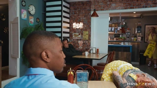 Chantal Danielle in glasses is sucking black monster cock