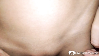 Horny shaved teen lets me record in closeup