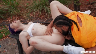 Spiraling Spirit gets banged by James Angel outdoors