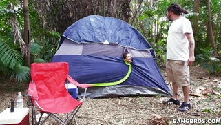 Keisha Grey is doggystyled in the tent and her boyfriend is none the wiser