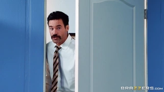 Guy caught Dani Jensen playing with herself on the working place