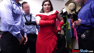 Teen escaping from casino on four dicks