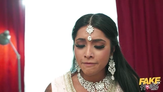 Busty Yasmina Khan rides Michael Fly's cock with her trimmed pussy