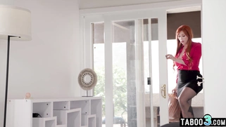 Redhead BBW MILF stepmom took taboo ride