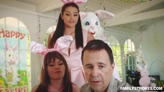 Easter Bunny fucks Avi Love behind the backs of her parents