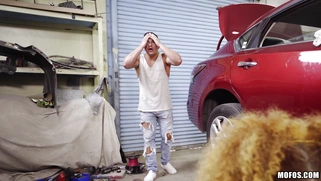 Milky sperm contrasting on coffee-coloured Kendall Woods's face