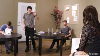 Chanel Preston pleasures two big-dicked college students