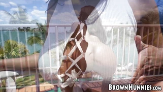 Gorgeous ebony babe Katt Garcia anal doggystyle fucked