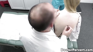 Nurse Jessica Ryan fingers blonde Harlow West and prepares he for the doctors cock