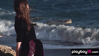 Hot Ukrainian teen drops off her uniform