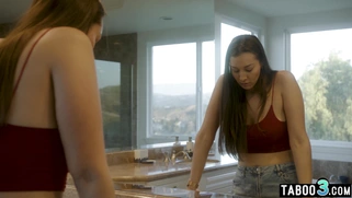 Hot latina and her asian stepsis fucking