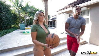 Abby Rose and Kaby Snow are playing strip horse outdoors