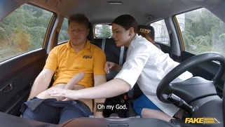 Apra Shay is sucking Michael Fly's cock in the car
