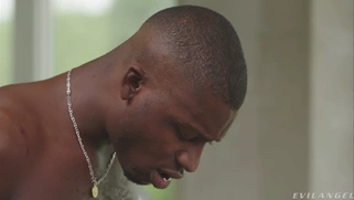 Bespectacled Elisa Calvi is sucking huge black dick