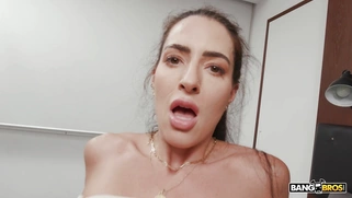 Busty Coco Bae slides her trimmed pussy on hard dick