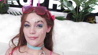 Juniper Ren gets facialed by Bryan Gozzling