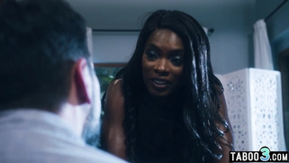 Obedient MILF and ebony GF serving hubby