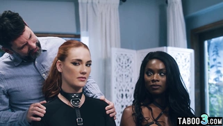 Obedient MILF and ebony GF serving hubby