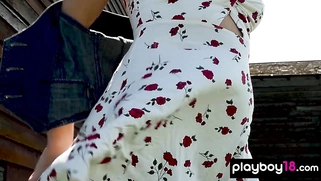 Lovely nude blonde MILF introduced pussy