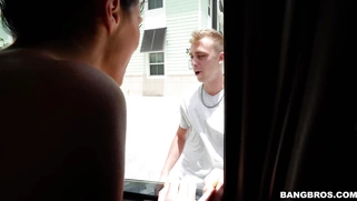 Megan Rain riding in the bus is looking for cocks to fuck