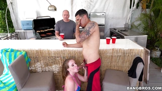 Harley Jade sucking cock and her grandpa does not notice it