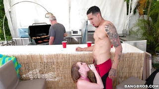 Harley Jade sucking cock and her grandpa does not notice it